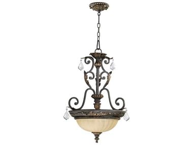 Quorum Rio Salado 19" 3-Light Toasted Sienna With Mystic Silver Brown Crystal Glass Bowl Pendant QM8057344