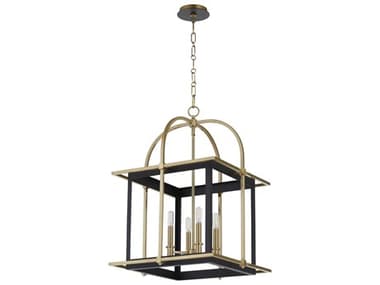 Quorum Moritz 4-Light Matte Black Aged Brass Pendant QM821645980