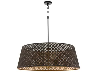 Quorum Benedict 4-Light Matte Black Aged Brass Drum Pendant QM821745980