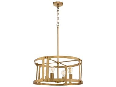 Quorum Colburn 4-Light Brushed Brass Drum Lantern Pendant QM8231447