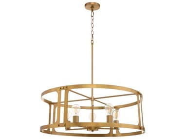 Quorum Colburn 5-Light Brushed Brass Drum Lantern Pendant QM8231547