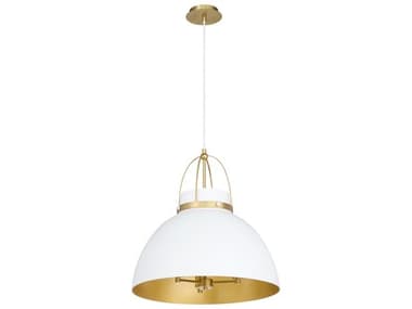 Quorum Pruitt 3-Light Studio White Aged Brass Dome Pendant QM82330880