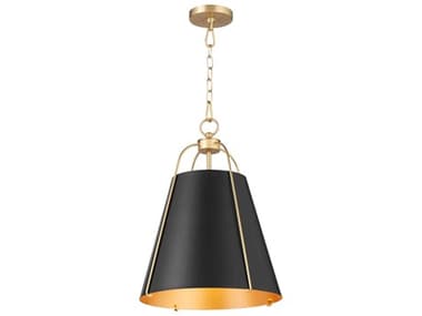 Quorum Ellen 1-Light Matte Black Aged Brass Drum Pendant QM86115980