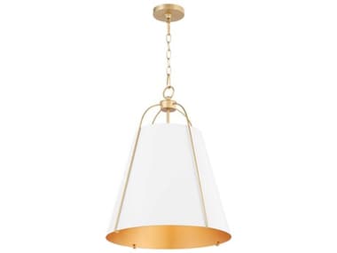 Quorum Ellen 3-Light Studio White Aged Brass Drum Pendant QM86130880