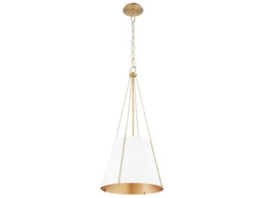 Quorum Denise 1-Light Studio White Aged Brass Drum Pendant QM86210880