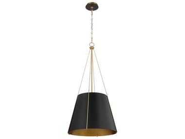 Quorum Denise 3-Light Matte Black Aged Brass Drum Pendant QM86235980