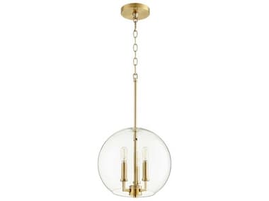Quorum 12" Wide 3-Light Aged Brass Glass Candelabra Globe Chandelier QM873380