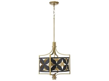 Quorum Mariposa 3-Light Matte Black Aged Brass Pendant QM88335980