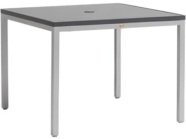 Ratana Zuni  Silver Aluminum Umbrella Hole Dining Table RANFN28210ANBLK