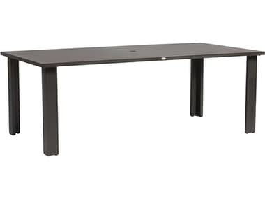 Ratana Limo Silver Ash Grey Aluminum Rectangular Umbrella Hole Dining Table RANFN50063ASG