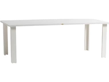 Ratana Limo Silver Talc White Aluminum Rectangular Umbrella Hole Dining Table RANFN50063TWH