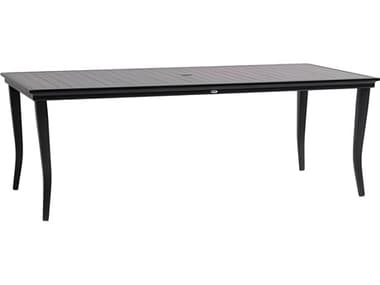 Ratana Copacabana Silver Brown Top & Black Base Aluminum Rectangular Umbrella Hole Dining Table RANFN55062BRN