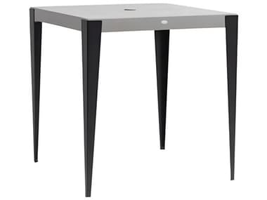 Ratana Genval Silver Black Base & Cement Top Aluminum Square Umbrella Hole Bar Table RANFN57235CEM