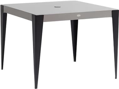 Ratana Genval Silver Black Base &amp; Cement Top Aluminum Square Umbrella Hole Dining Table RANFN57236CEM