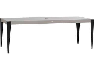 Ratana Genval Silver Black Base & Cement Top Aluminum Rectangular Umbrella Hole Dining Table RANFN57262CEM