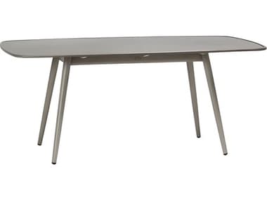 Ratana Alinea Silver Pearl Aluminum Rectangular Umbrella Hole Dining Table RANFN60973PRL