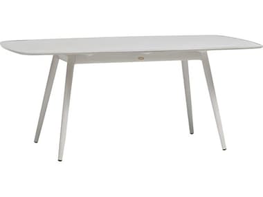 Ratana Alinea Silver Whitewash Aluminum Rectangular Umbrella Hole Dining Table RANFN60973WHT