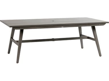 Ratana Canbria Silver Seashell Aluminum Rectangular Umbrella Hole Dining Table RANFN61150SEL