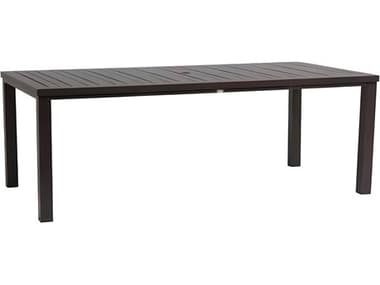 Ratana Canbria Silver Hessonite Garnet Aluminum Rectangular Umbrella Hole Dining Table RANFN61163HGA