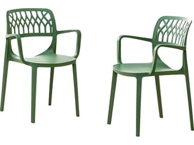 Rainbow Outdoor Elsa Resin Green Stackable Dining Arm Chair Set of 2 RBORBOELSAGREACSET2