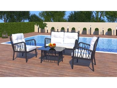 Rainbow Outdoor Gala Resin Anthracite 4 Piece Lounge Set with Cushion RBORBOGALAANT4PS