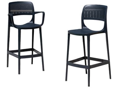 Rainbow Outdoor Elsa Resin Anthracite Stackable Barstool Set of 2 RBORBOMILAANTBSSET2