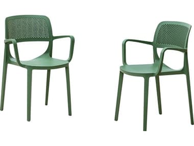 Rainbow Outdoor Mila Resin Green Stackable Dining Arm Chair Set of 2 RBORBOMILAGREACSET2