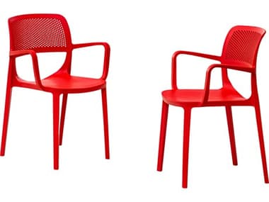 Rainbow Outdoor Mila Resin Red Stackable Dining Arm Chair Set of 2 RBORBOMILAREDACSET2