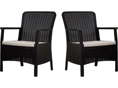 Rainbow Outdoor Napoli Resin Anthracite Dining Arm Chair with Cushion Set of 2 RBORBOORLANDOANTACSET2