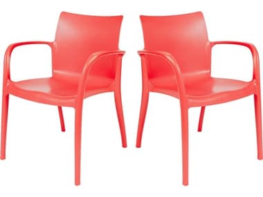 Rainbow Outdoor Pedro Resin Red Stackable Dining Arm Chair Set of 2 RBORBOPEDROREDACSET2
