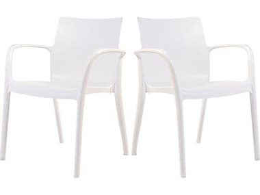 Rainbow Outdoor Pedro Resin White Stackable Dining Arm Chair Set of 2 RBORBOPEDROWHTACSET2