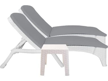 Rainbow Outdoor Roma Resin Wicker White 3 Piece Lounge Set with Cushion RBORBOROMAWHT3CLCUSH