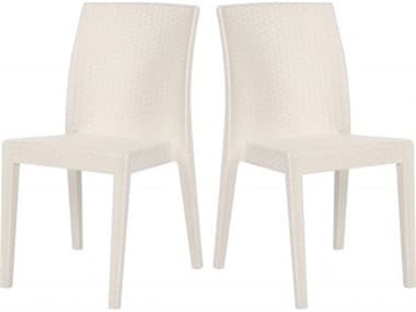 Rainbow Outdoor Siena Resin Wicker White Stackable Dining Side Chair Set of 2 RBORBOSIENAWHTSCSET2