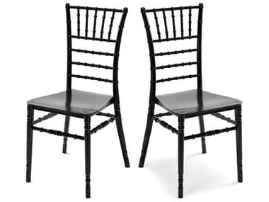 Rainbow Outdoor Tiffany Resin Black Stackable Dining Side Chair with Cushion Set of 2 RBORBOTIFFANYBLKSCSET2