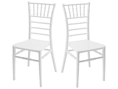Rainbow Outdoor Tiffany Resin White Stackable Dining Side Chair with Cushion Set of 2 RBORBOTIFFANYWHTSCSET2