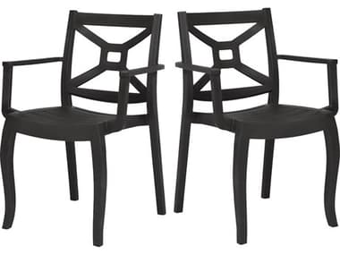 Rainbow Outdoor Zeus Resin Anthracite Stackable Dining Arm Chair Set of 2 RBORBOZEUSBOXANTACSET2