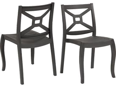 Rainbow Outdoor Zeus Resin Anthracite Stackable Dining Side Chair Set of 2 RBORBOZEUSBOXANTSCSET2