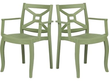 Rainbow Outdoor Zeus Resin Green Stackable Dining Arm Chair Set of 2 RBORBOZEUSBOXGREACSET2