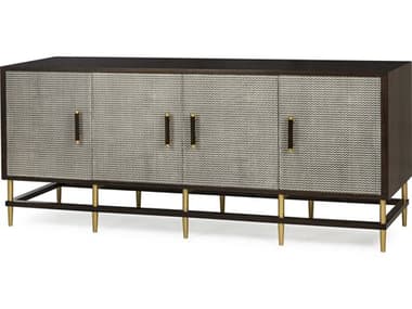 Sonder Living Herringbone 73'' Acacia Wood Smoked Eucalyptus With Print On Door Fronts & Lacquered Brass Hardware Credenza Sideboard RD1304096