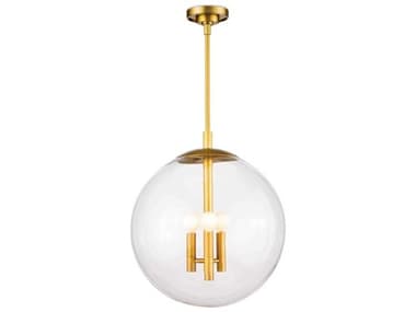 Regina Andrew Cafe 17" 3-Light Natural Brass Glass Globe Pendant REG161247NB