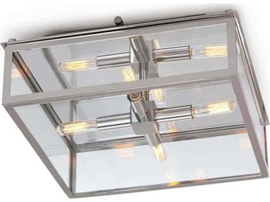 Regina Andrew Ritz 14" 4-Light Polished Nickel Glass Geometric Flush Mount REG161282PN