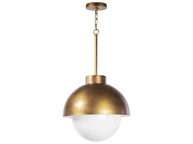Regina Andrew Montreux 15" 1-Light Natural Brass Glass Globe Round Pendant REG161383NB