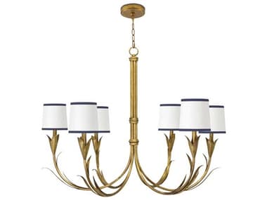 Regina Andrew River Reed 41" Wide 6-Light Antique Gold Leaf Chandelier REG161416GLDNAV