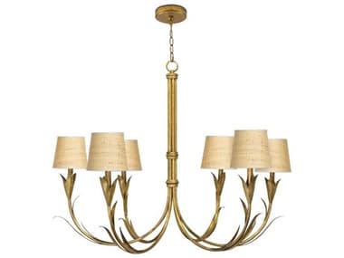 Regina Andrew River Reed 41" Wide 6-Light Antique Gold Leaf Chandelier REG161416GLDRAT