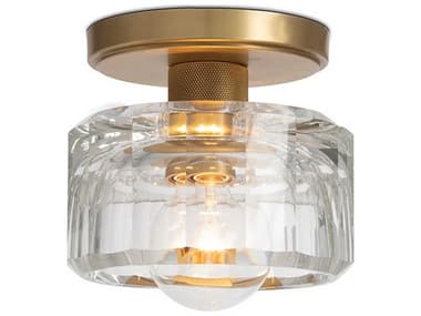 Regina Andrew Bijoux 7" 1-Light Clear Brass Cylinder Semi Flush Mount REG161472NB