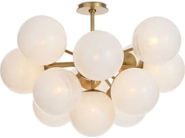 Regina Andrew Shine 33" 13-Light Natural Brass Globe Semi Flush Mount REG161475NBSRL