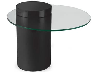 Regina Andrew Odette 25" Round Glass Black End Table REG301086BLK
