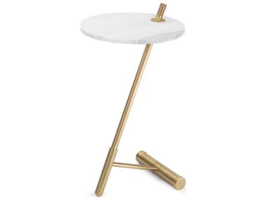 Regina Andrew Spyder Round Marble Natural Brass End Table REG301194NB