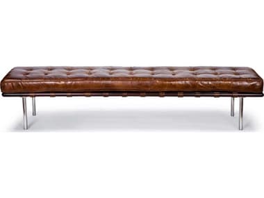 Regina Andrew Tufted 78" Cigar Brown Leather Upholstered Accent Bench REG321007