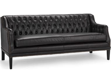 Regina Andrew Essex 72" Black Leather Upholstered Sofa REG321177